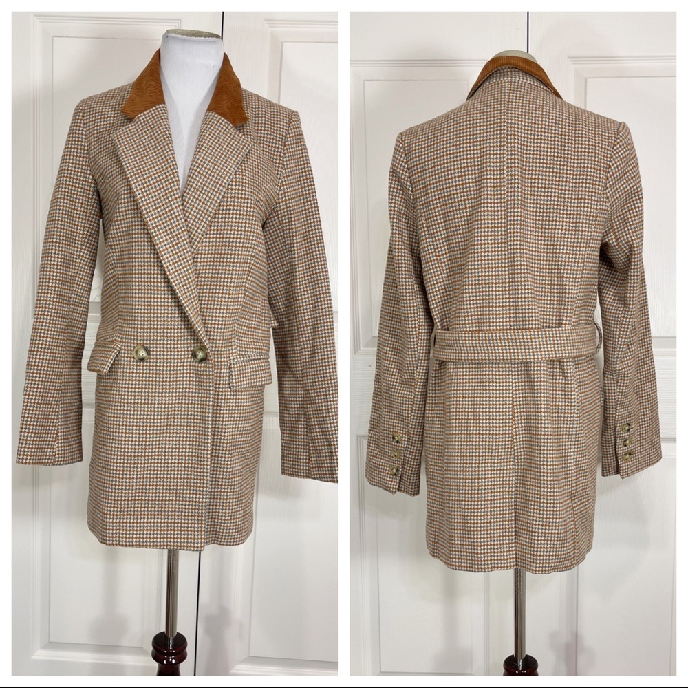NWT! Moon River Herringbone Double Breasted Jacket with contrast collar - Picture 5 of 16